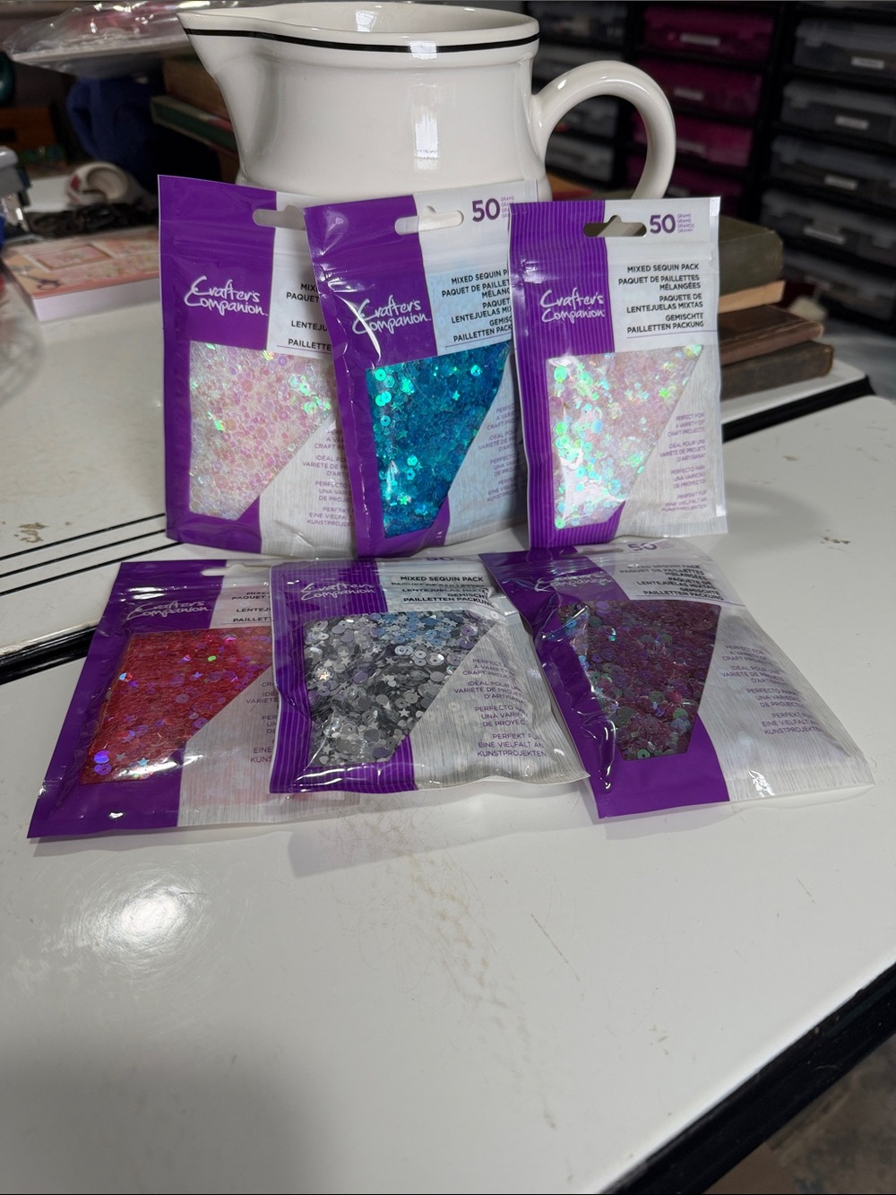 Lot of Crafters Companion Mixed Sequin Packs - Assorted Colors